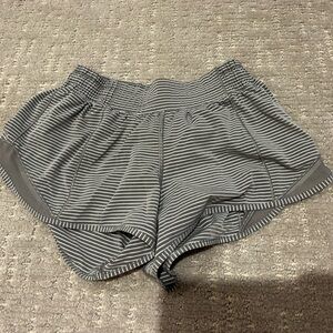 Grey striped Lululemon Hotty Hot Shorts